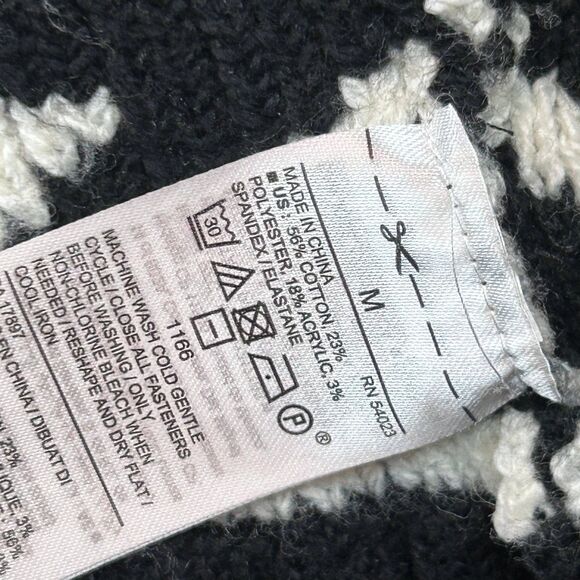 Old Navy Cardigan Sweater Women's Medium Black White Open Front Long Sleeve - Picture 3 of 6